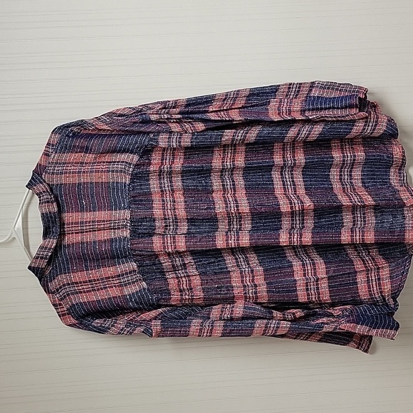 NWT Free People small plaid tunic with sequins - Picture 7 of 8